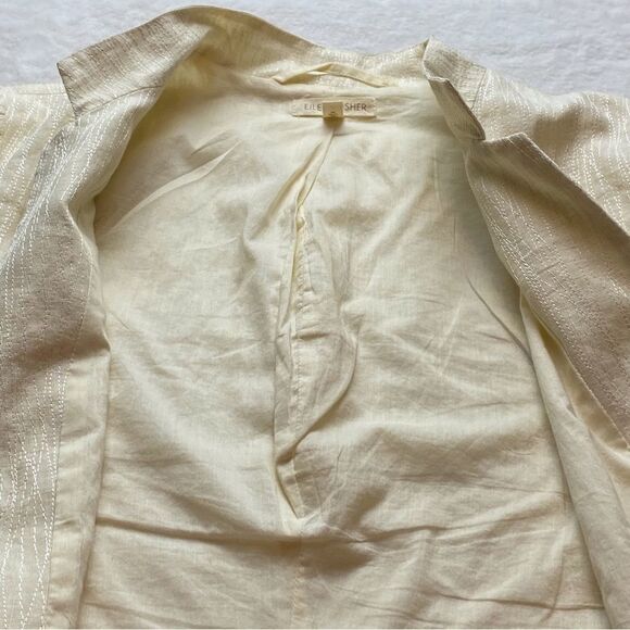 Eileen Fisher Yellow 100% Linen Blazer/Jacket Size Medium - Picture 5 of 13